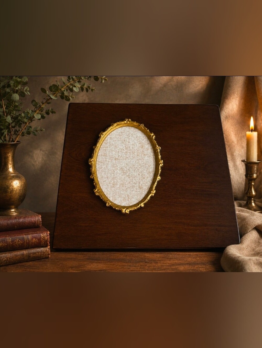 Gold Ornate Oval Vintage Photo Album